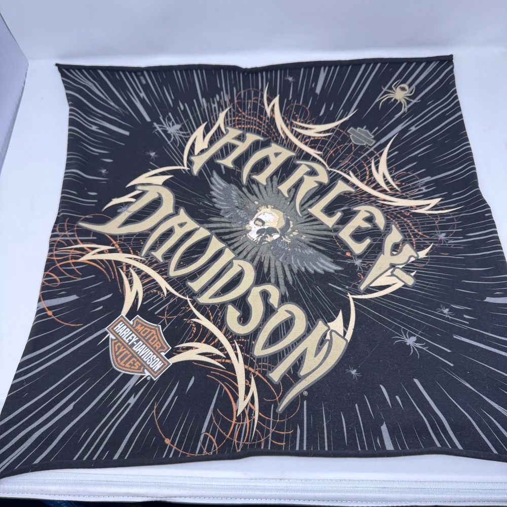 Harley Davidson Mens Bandana Scarf Black Preowned Skull Spider Graphic